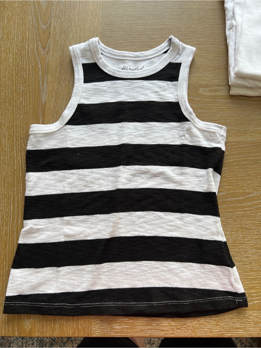 Marled Black & White Striped Tank Top
